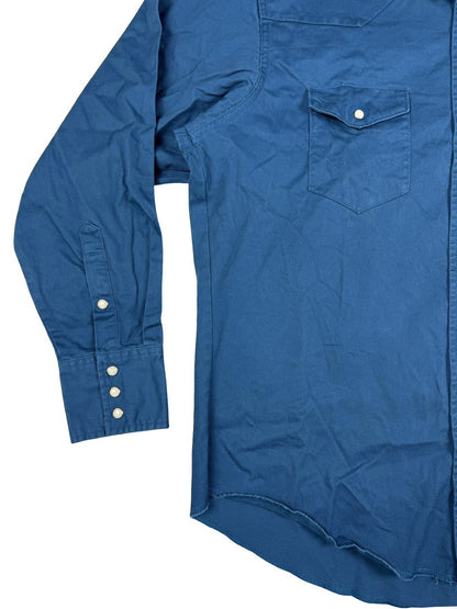 Wrangler Teal Blue Cowboy Cut Western Snap Twill Shirt XL