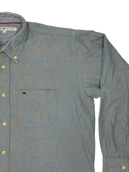 Tommy Hilfiger Retro Blue Collared Shirt Large
