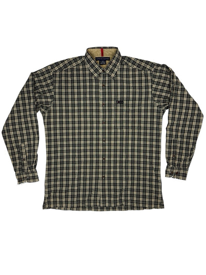 Tommy Hilfiger Retro Beige Plaid Cotton Shirt Medium