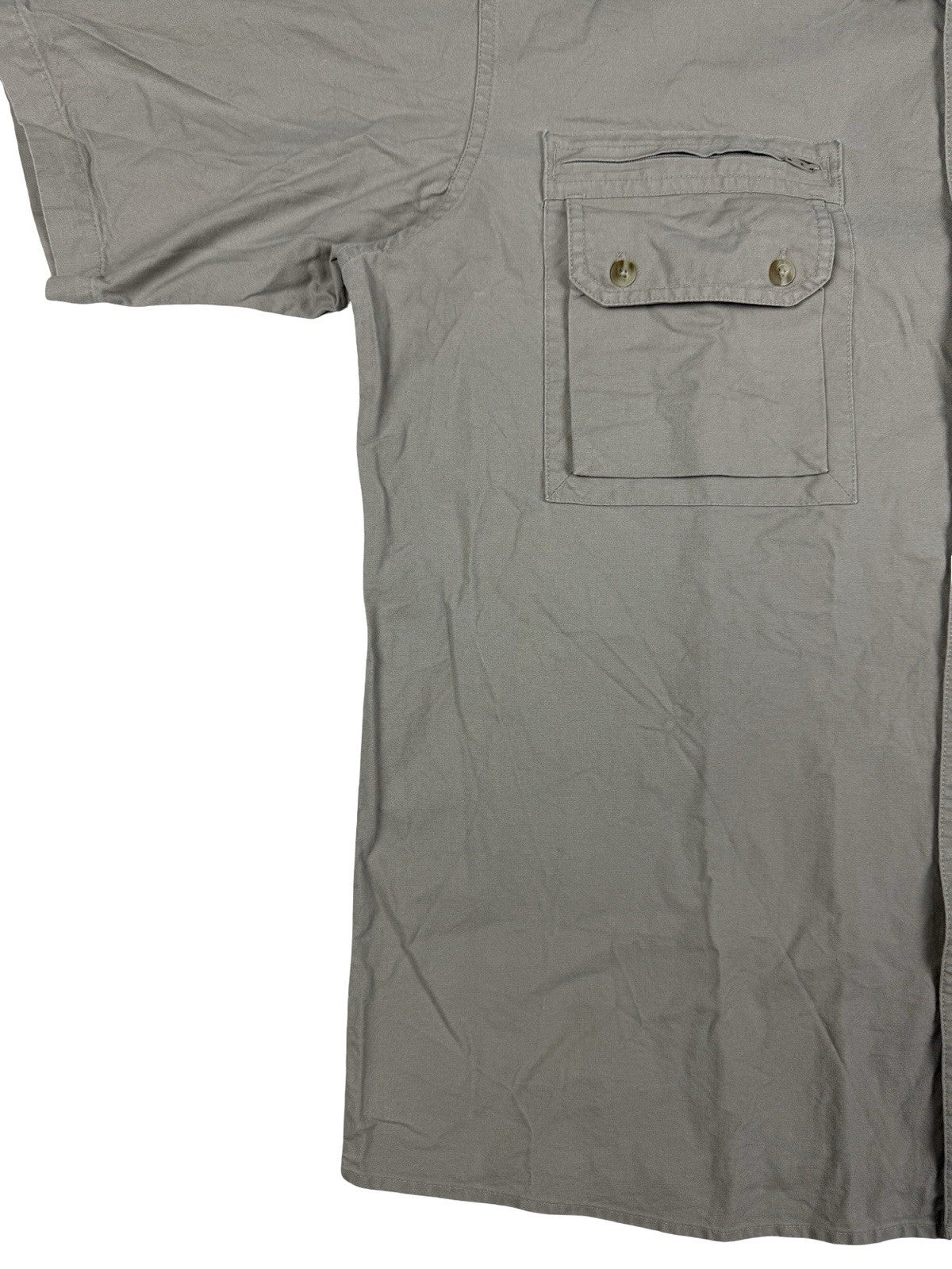 Cabela's Vintage Beige Safari Series Short Sleeve Cargo Shirt Large