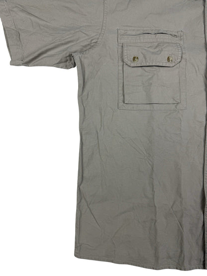 Cabela's Vintage Beige Safari Series Short Sleeve Cargo Shirt Large