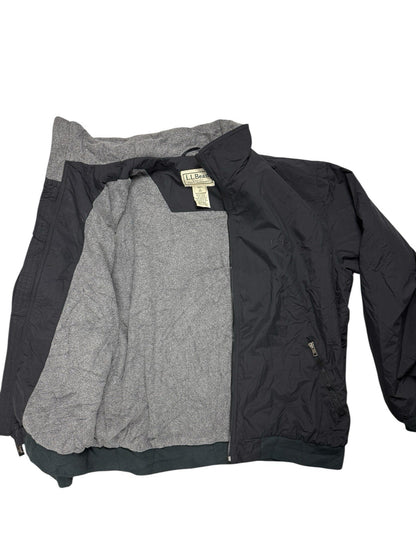 LL Bean Black Zip Fleece Lined Jacket Large