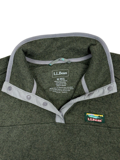 LL Bean Green Fleece Snap Jumper Medium