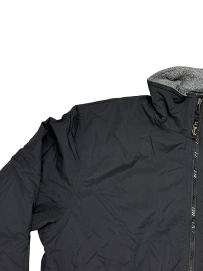 LL Bean Black Zip Fleece Lined Jacket Large