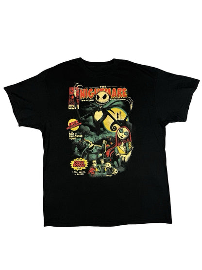 The Nightmare Before Christmas Black Comic Book Print Top Large