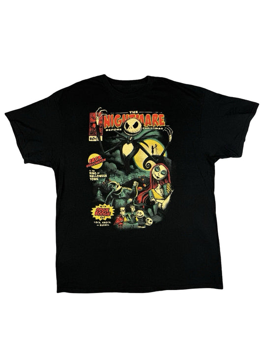 The Nightmare Before Christmas Black Comic Book Print Top Large