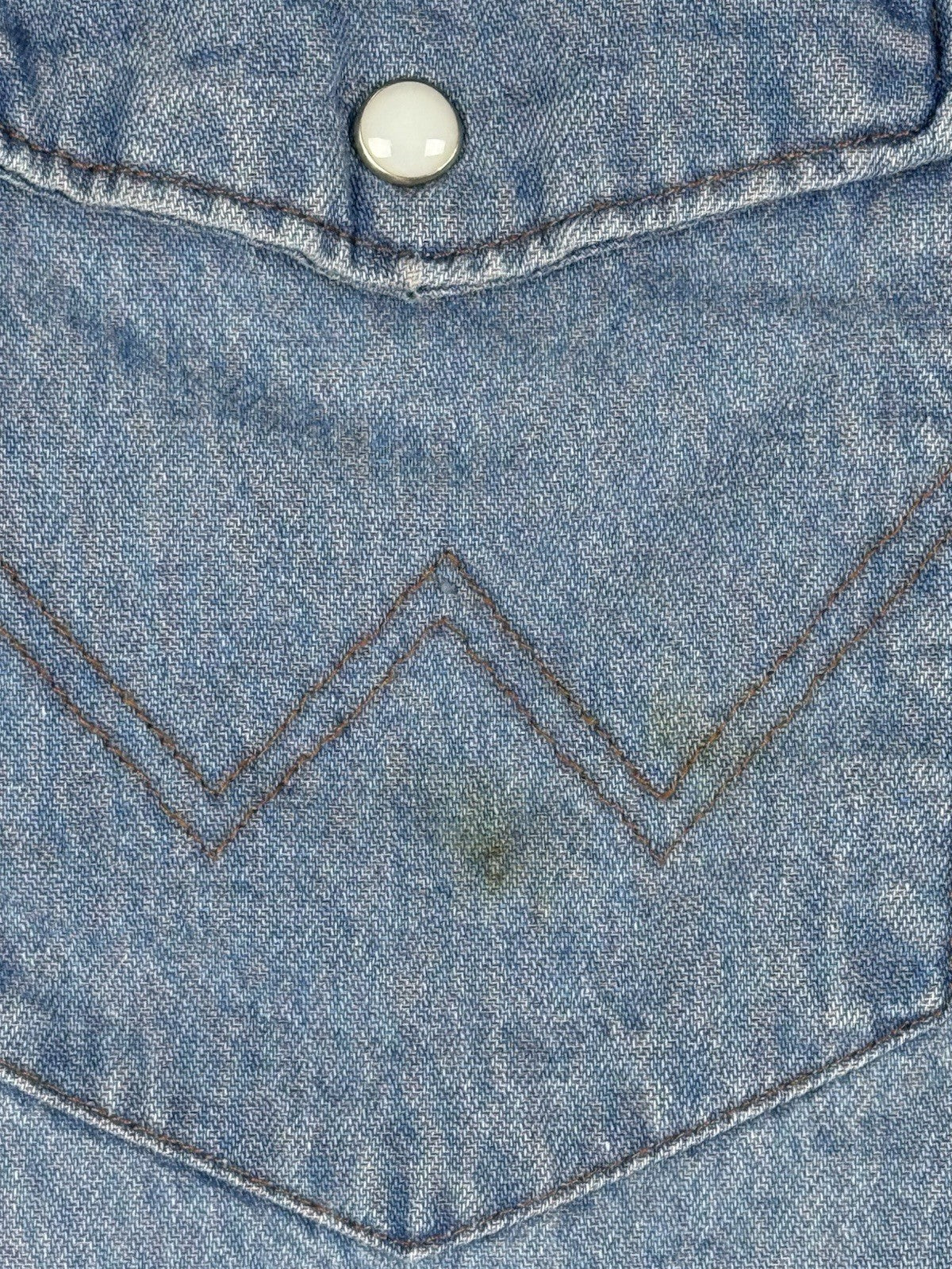 Wrangler Pearl Snap Blue Denim Western Cowboy Shirt 2XL Tall
