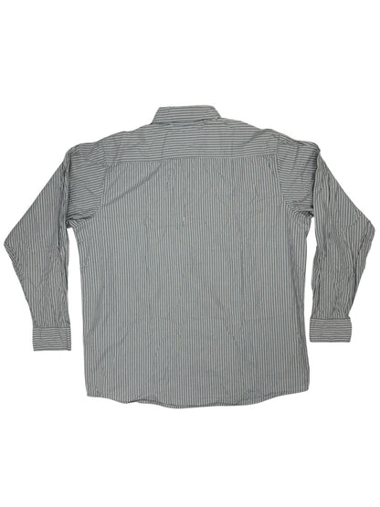 Wrangler Grey Striped Collared Cotton Shirt XL