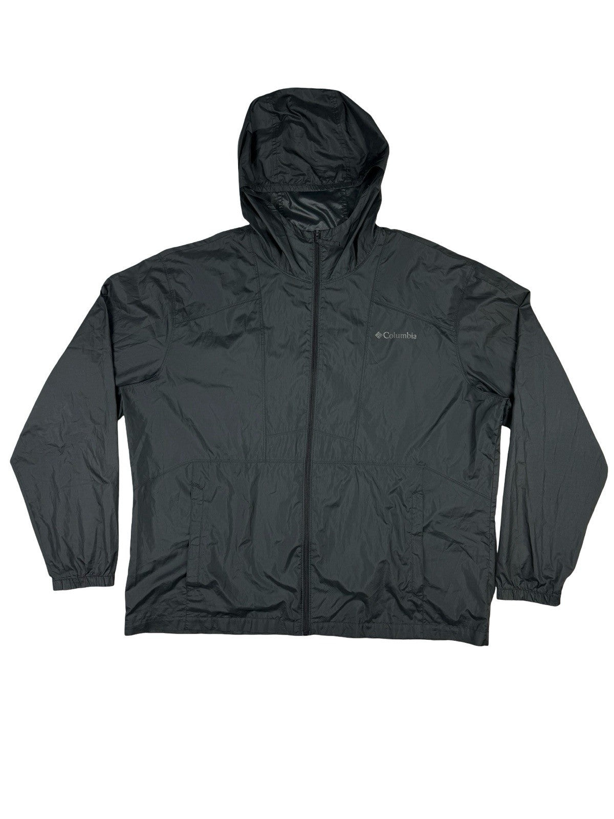 Columbia Grey Polyester Hooded Zip Rain Jacket XL