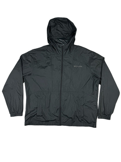 Columbia Grey Polyester Hooded Zip Rain Jacket XL
