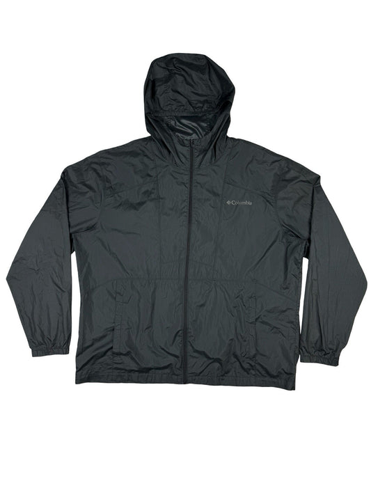 Columbia Grey Polyester Hooded Zip Rain Jacket XL