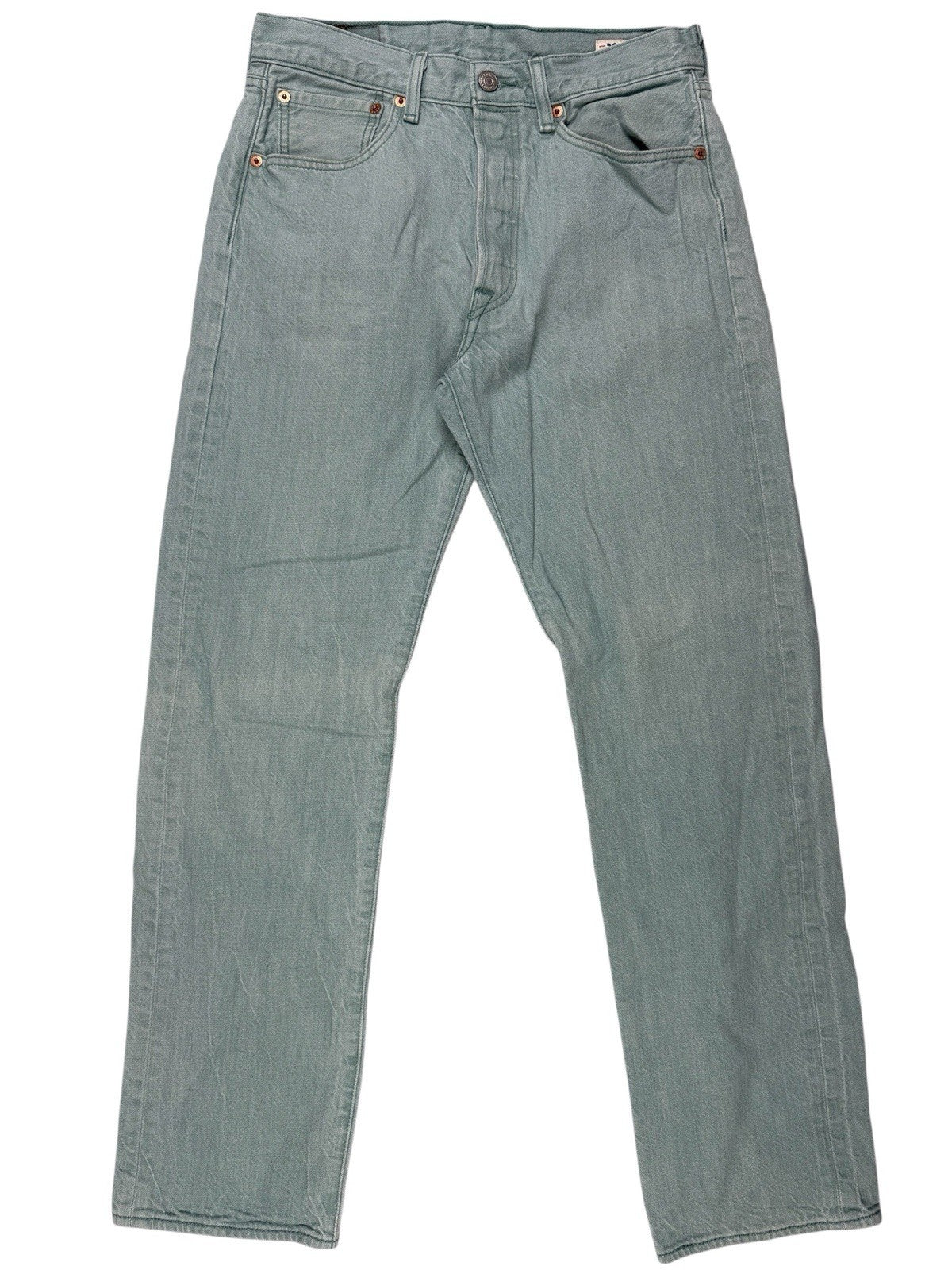 Levi's 501 Green White Oak Cone Denim Straight Leg Jeans 32W 31L