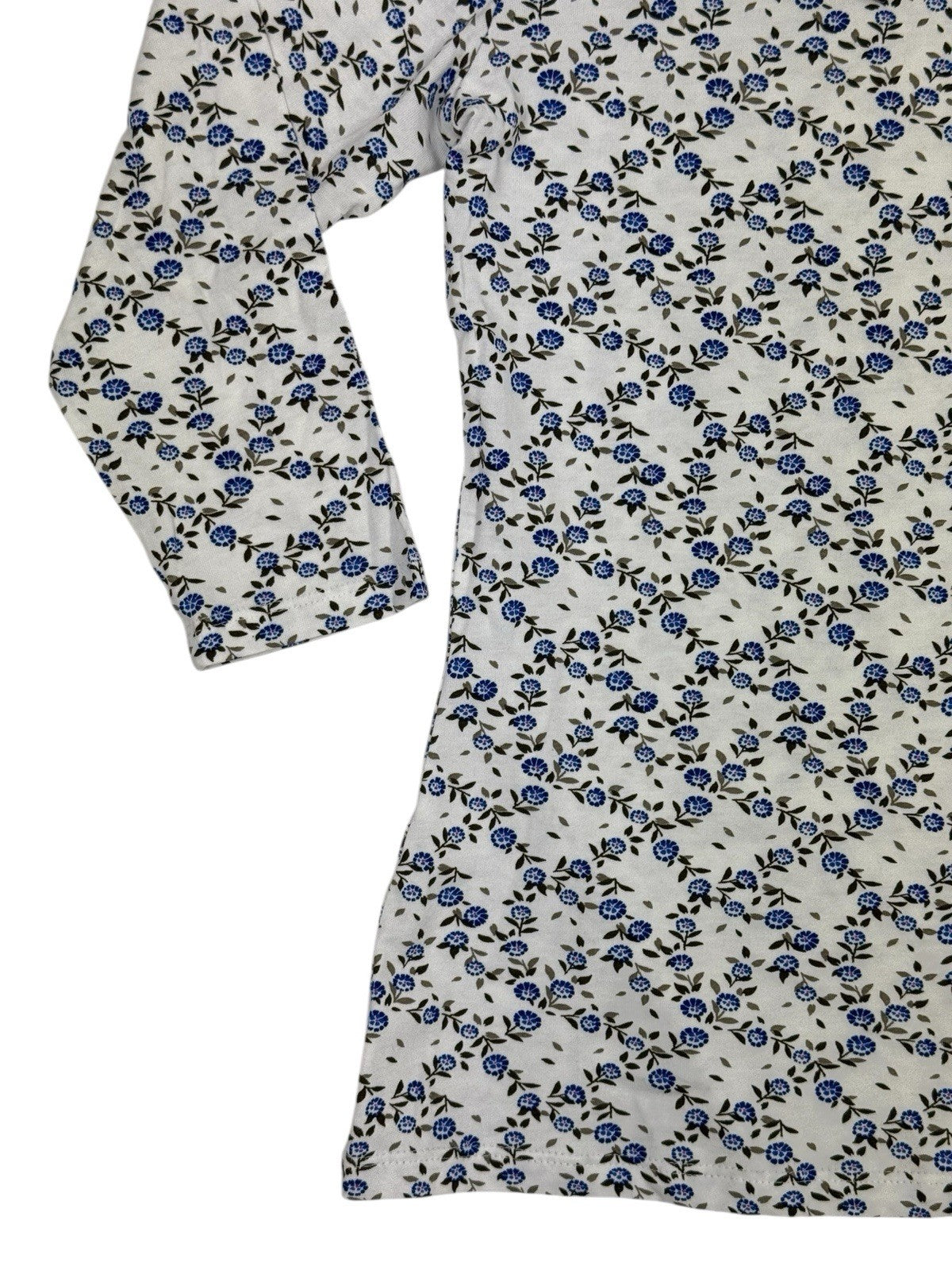 BNWT M&S Cream Floral Pattern 3/4 Sleeve Cotton Blend Top