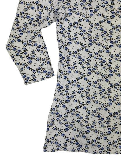 BNWT M&S Cream Floral Pattern 3/4 Sleeve Cotton Blend Top