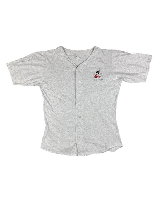 College Ware Vintage Grey Looney Tunes Sylvester Cat Baseball Jersey Large