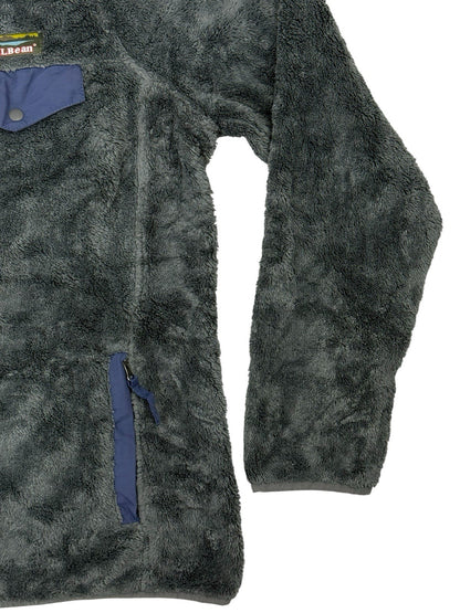 LL Bean Grey Hi-Pile Fleece Snap Jumper Medium