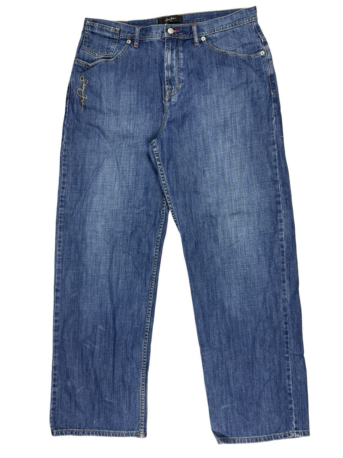 Sean John Retro Blue Wide Leg Relax Hip Hop Denim Jeans 36W 34L