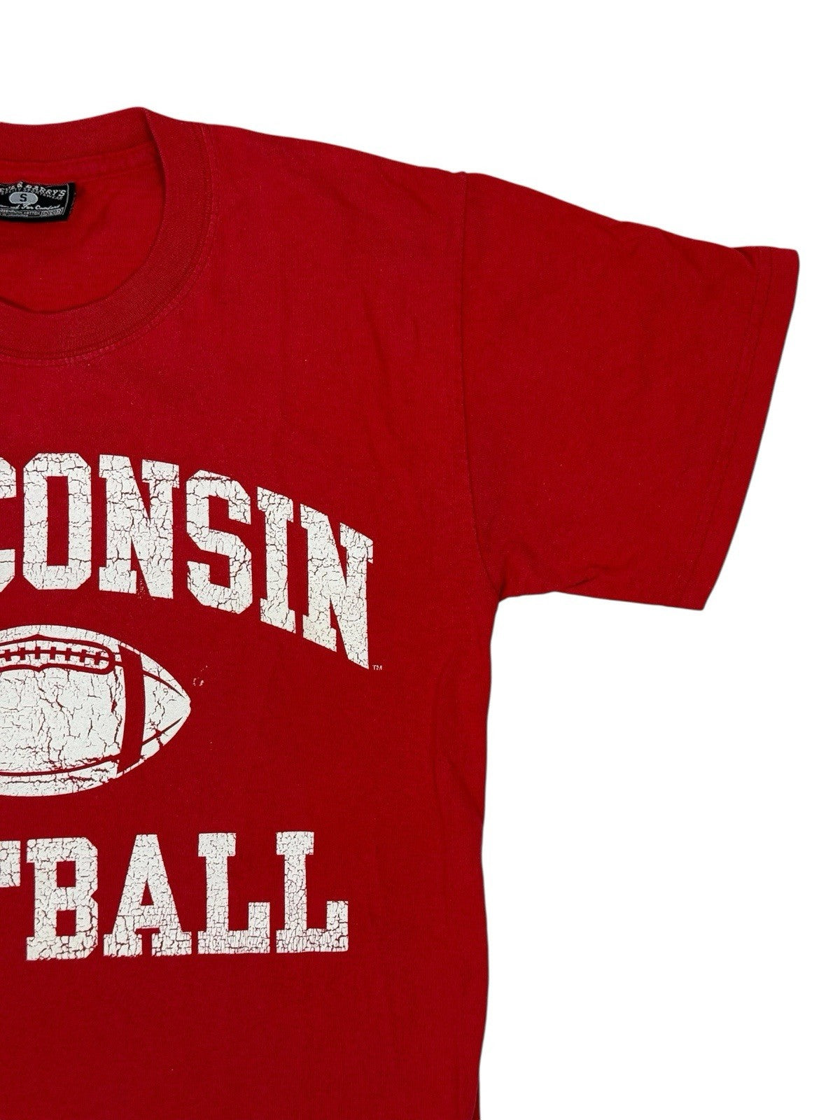 Wisconsin Football Retro Red American College Apparel Printed Top Small