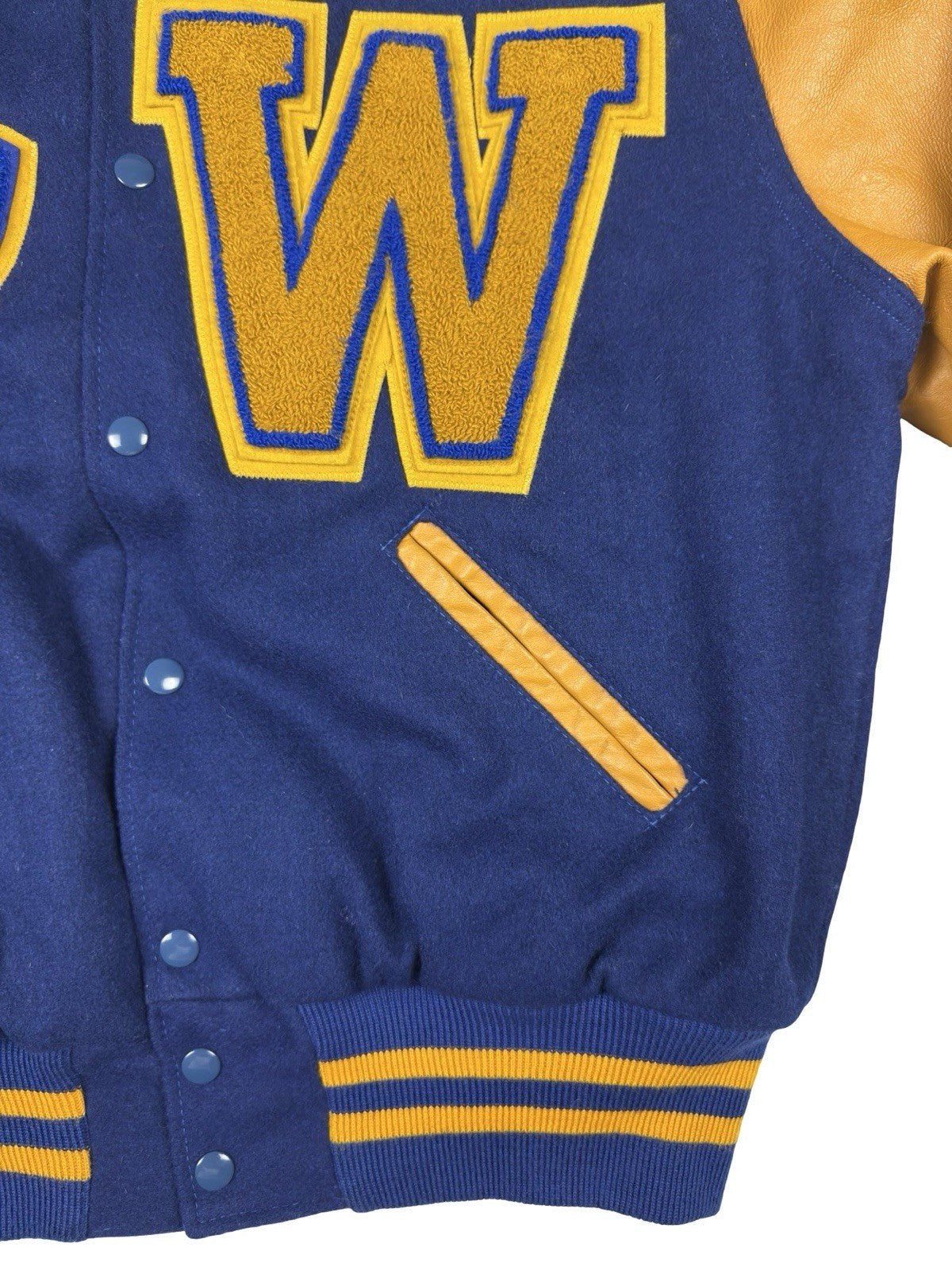 Vtg Grand Sporting Goods Blue USA High School Football Letterman Jacket Large