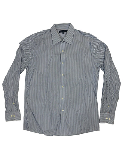 Tommy Hilfiger Blue Striped Collared Shirt Large 16" Collar