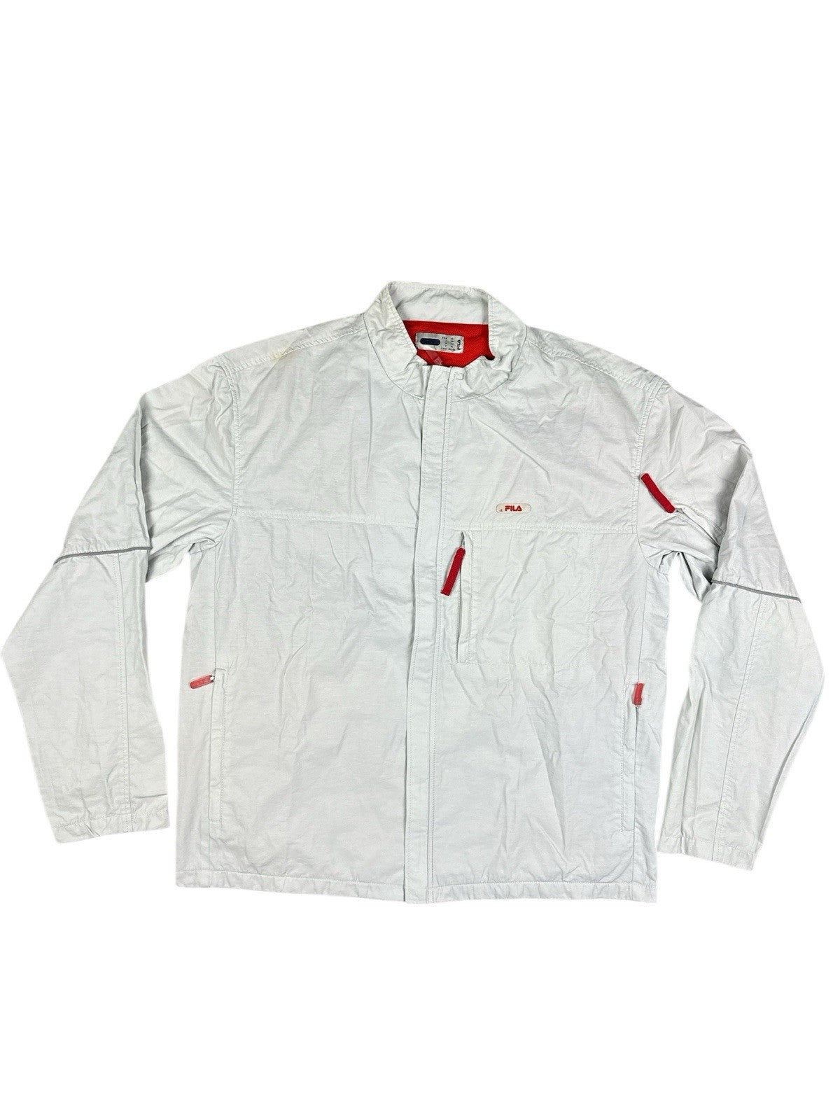 Fila Retro Grey Mesh Lined Y2K Zip Track Jacket XL