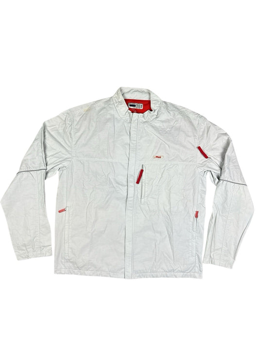 Fila Retro Grey Mesh Lined Y2K Zip Track Jacket XL
