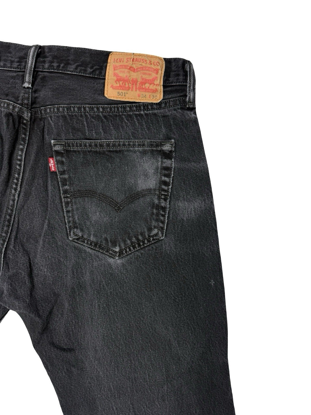 Levi's 501 Faded Black Straight Leg Denim Jeans 34W 26L