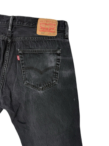 Levi's 501 Faded Black Straight Leg Denim Jeans 34W 26L
