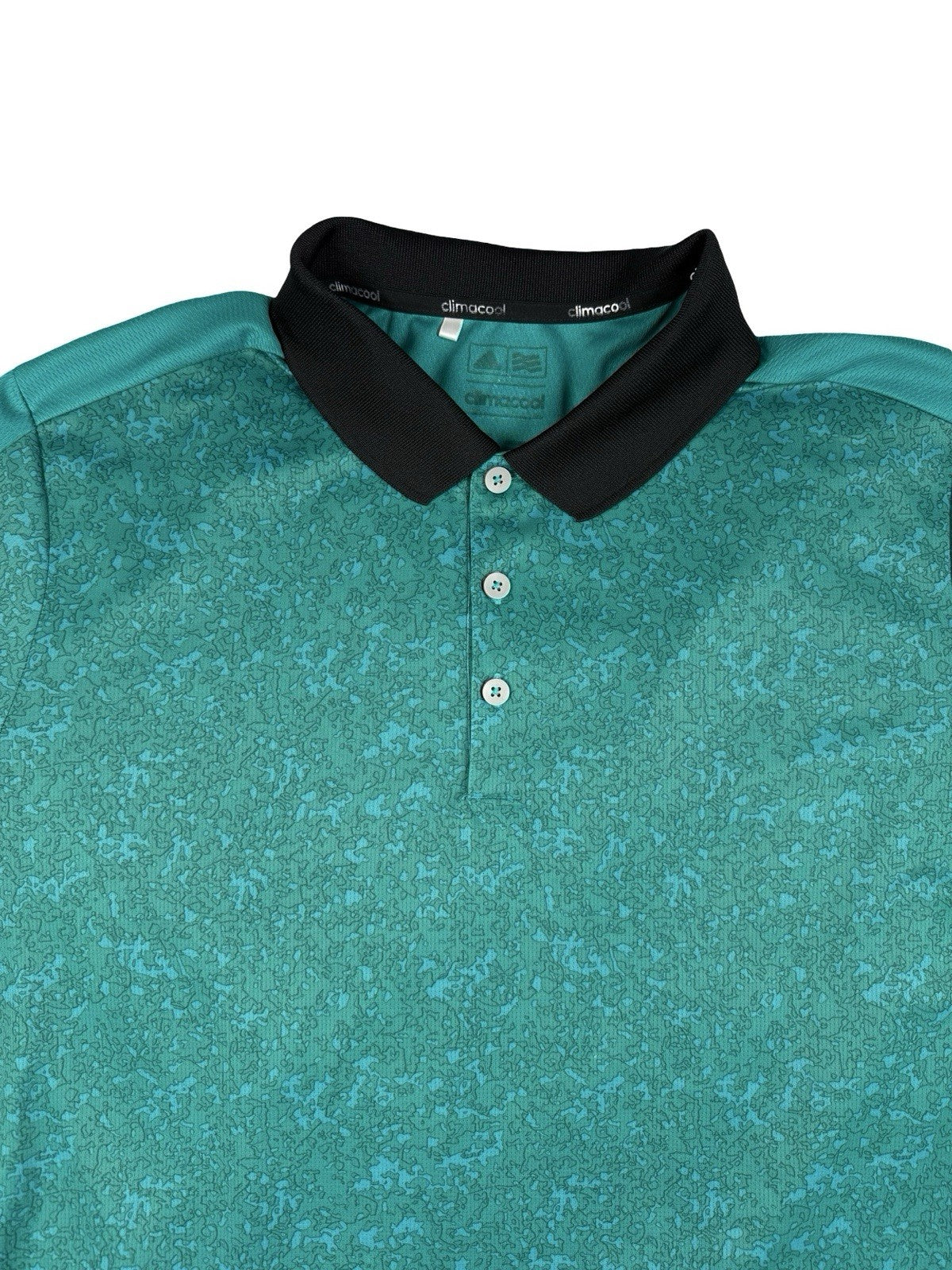 Adidas Green Topography Pattern Climacool Polyester Polo Top XL