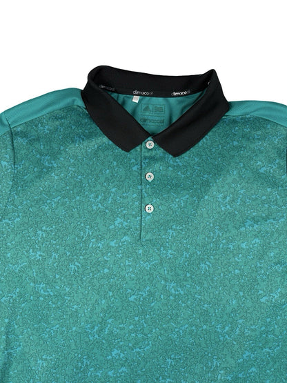 Adidas Green Topography Pattern Climacool Polyester Polo Top XL