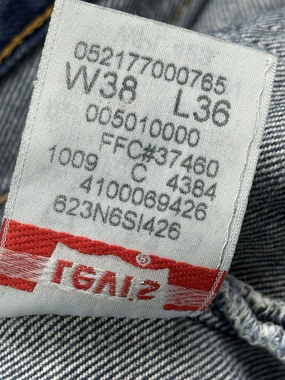 Levi's 501 Original Blue Straight Leg Button Fly Denim Jeans 38W 32L