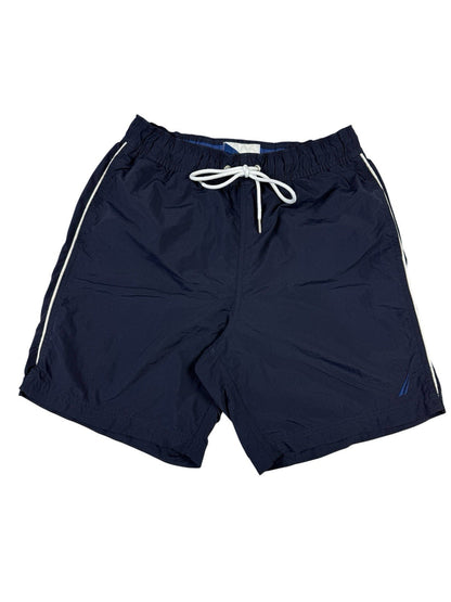 Nautica Blue Lined Retro Style Board Swim Trunk Shorts XS