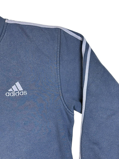 Adidas Vintage Blue Striped V-Neck Jumper Large