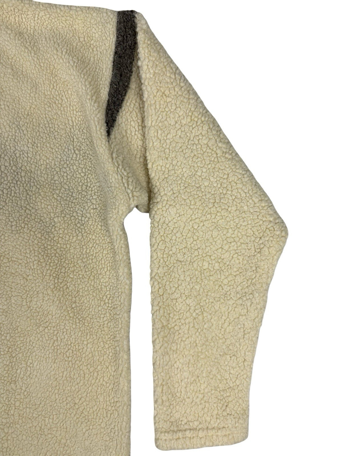 Essentials Style Retro Cream Argyle Fleece Button Jacket Medium
