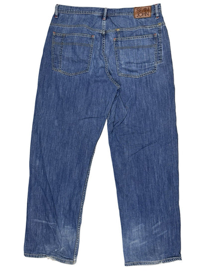 Sean John Retro Blue Wide Leg Relax Hip Hop Denim Jeans 36W 34L