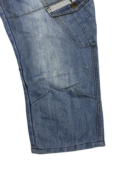 Airwalk Blue Denim Long Cargo Shorts Small 30W