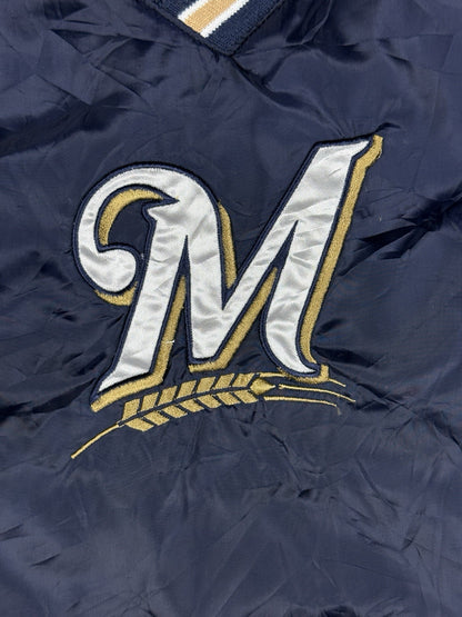 MLB Milwaukee Brewers Blue Pullover Windbreaker Jumper Jacket 2XL
