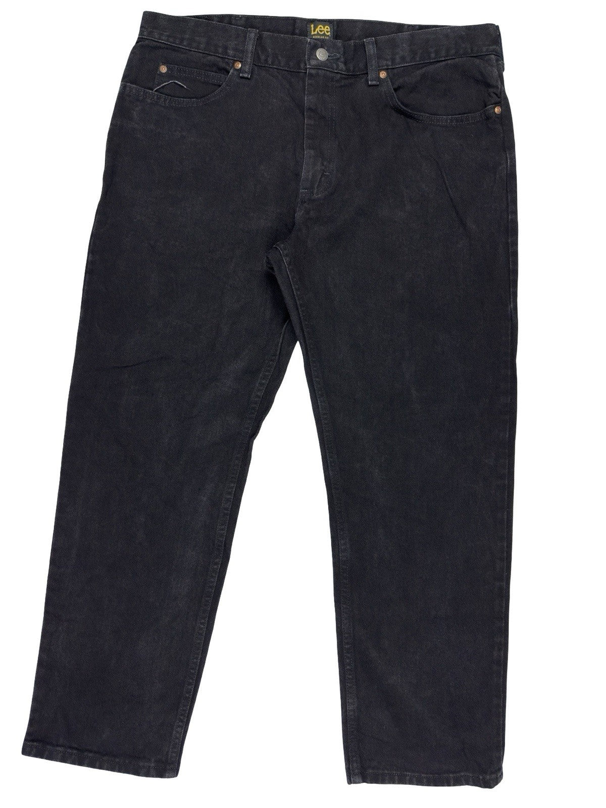 Lee Classic Regular Fit Straight Leg Black Denim Jeans 38W 29L