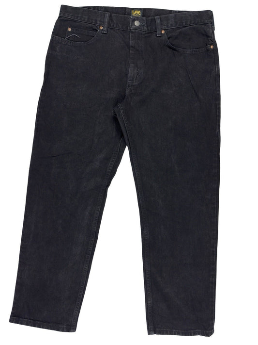 Lee Classic Regular Fit Straight Leg Black Denim Jeans 38W 29L