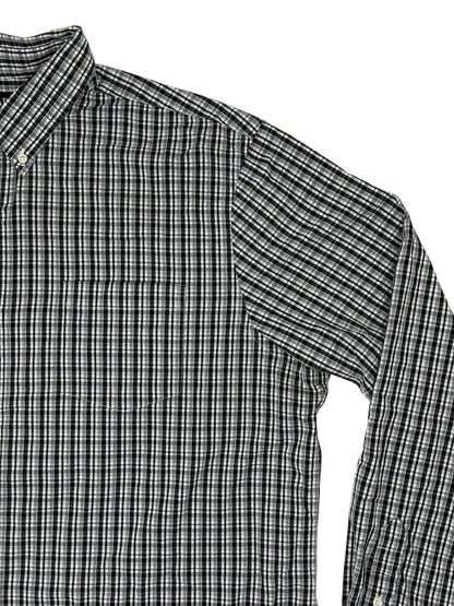 Chaps Black Plaid Stretch Easy Care Shirt 2XL