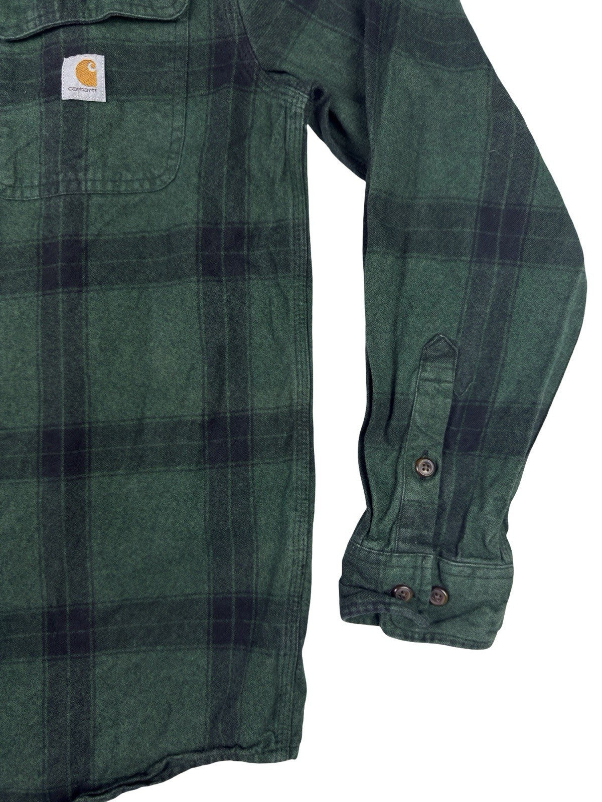 Carhartt Green Plaid Flannel Loose Fit Heavyweight Button Shirt Small