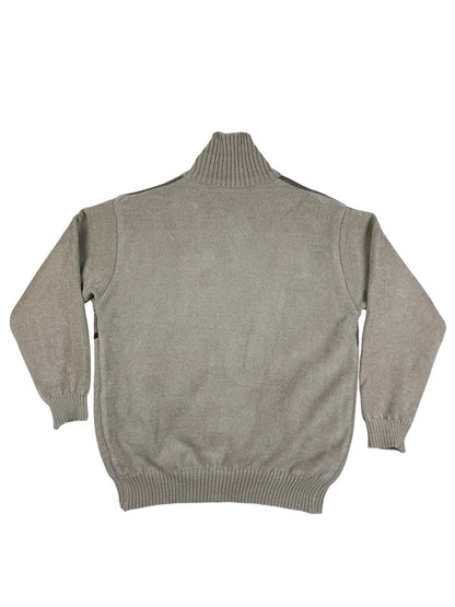 Galvanize Brown Beige Knit Zip Jumper Jacket Large