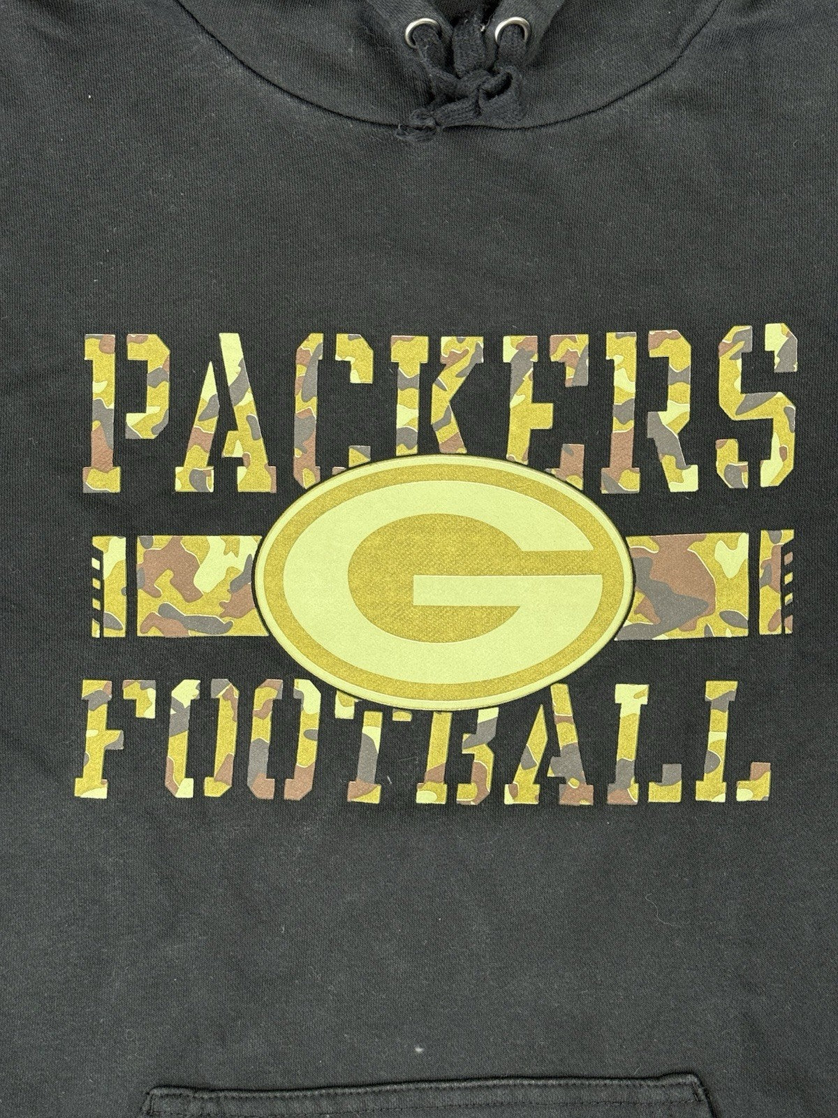 NFL Green Bay Packers Black Camo Print Hoodie American Football Large