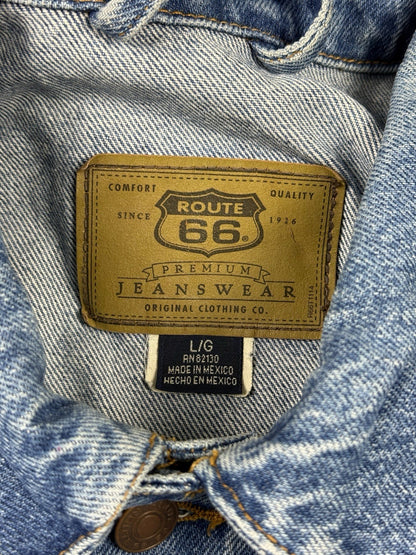 Route 66 Retro Light Blue Denim Y2K Jacket Large