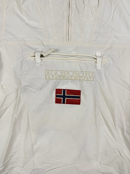 Napapijri Geographic White Retro 1/4 Zip Hooded Anorak Jacket Small