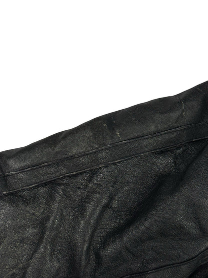 Sergio Benini Retro Y2K Black Fur Lined Hooded Leather Jacket Large