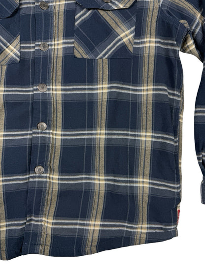 Wrangler Blue Plaid Fleece Lined Shirt Jacket Medium
