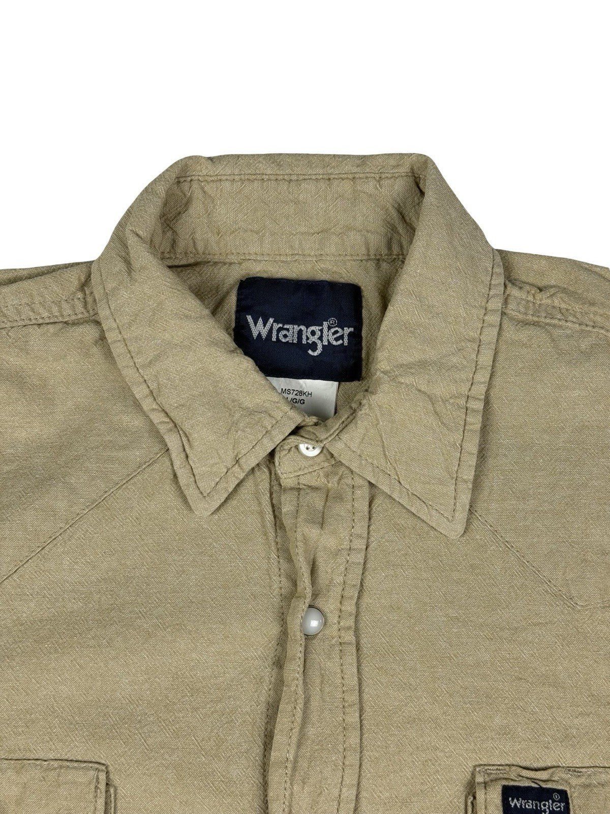 Wrangler Beige Pearl Snap Cowboy Cut Western Shirt Large