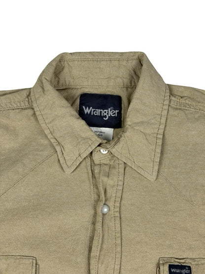Wrangler Beige Pearl Snap Cowboy Cut Western Shirt Large