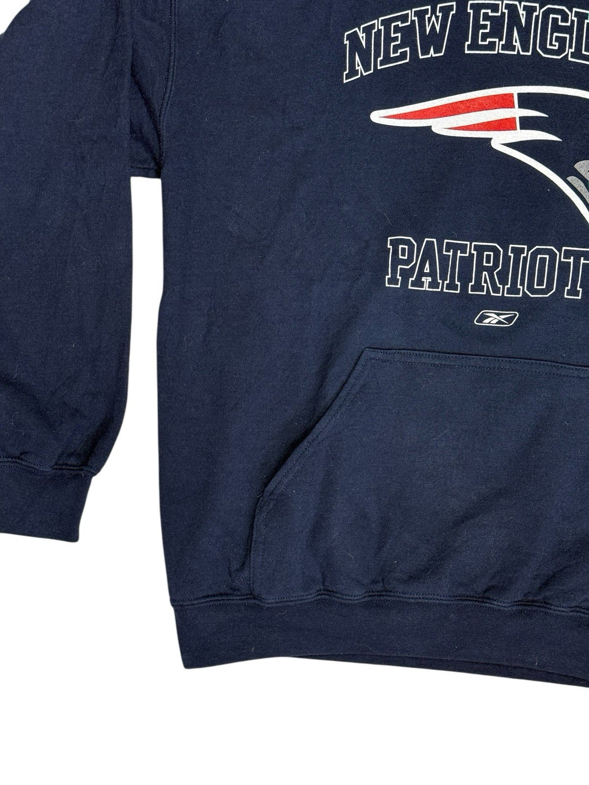 NFL New England Patriots Blue Printed American Football Hoodie Medium